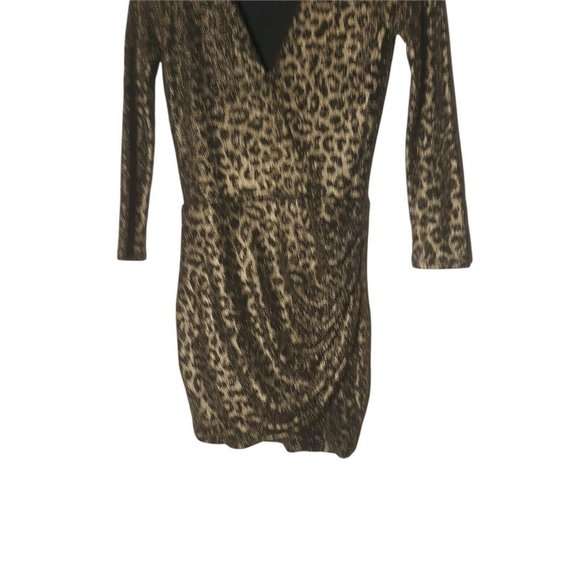 Lovers + Friends Black Gold Burmese Long Sleeve Dress in Lioness XS Ruched Side - Picture 9 of 11